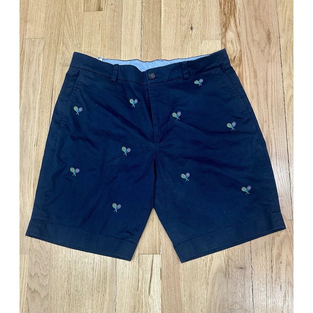 Brooks Brothers Navy Embroidered Tennis Racket Chino Shorts W36 Preppy blokecore